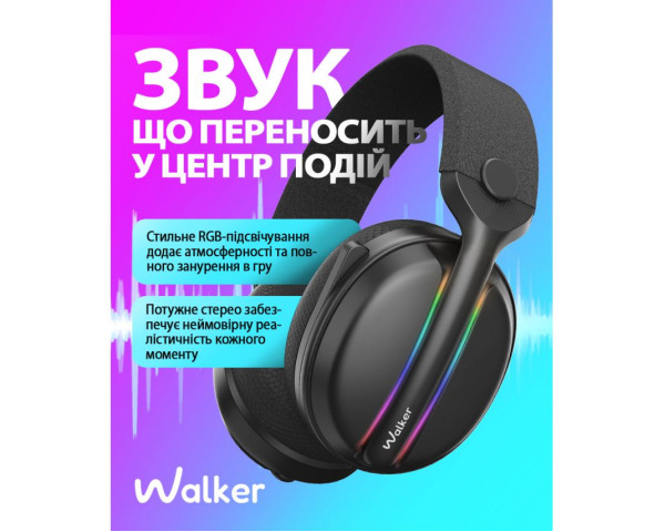 Ігрові навушники Bluetooth WALKER WBT-83 black
