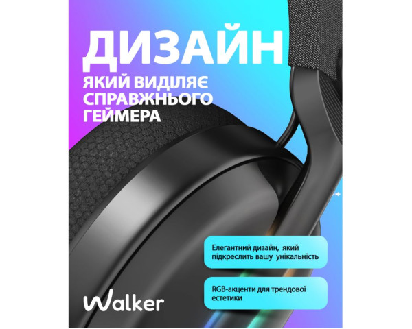 Ігрові навушники Bluetooth WALKER WBT-83 black