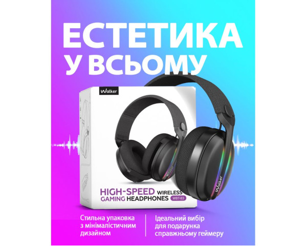 Ігрові навушники Bluetooth WALKER WBT-83 black
