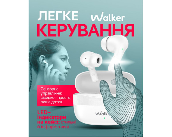Навушники Bluetooth WALKER WTS-39 ENC white