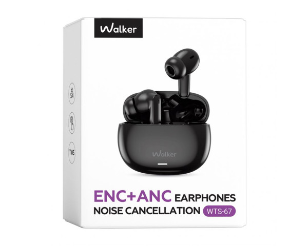 Навушники Bluetooth WALKER WTS-67 ANC+ENC black