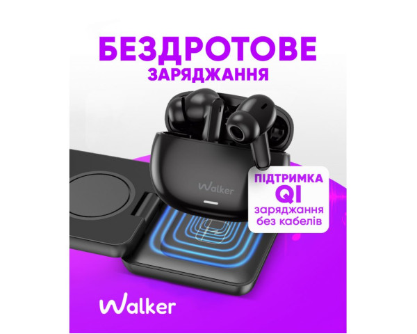 Навушники Bluetooth WALKER WTS-67 ANC+ENC black
