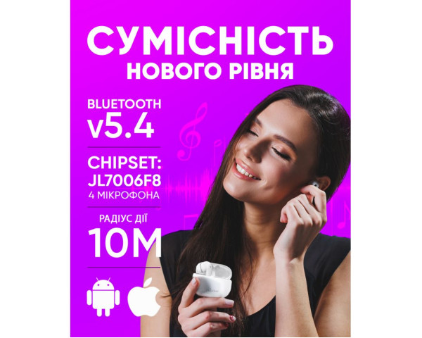 Навушники Bluetooth WALKER WTS-67 ANC+ENC black