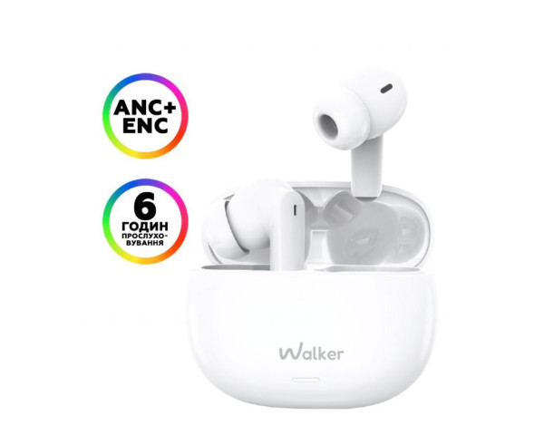 Навушники Bluetooth WALKER WTS-67 ANC+ENC white