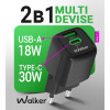 Мережевий зарядний пристрій (адаптер) 2в1 GAN 30W + Data Cable Type-C to Type-C black