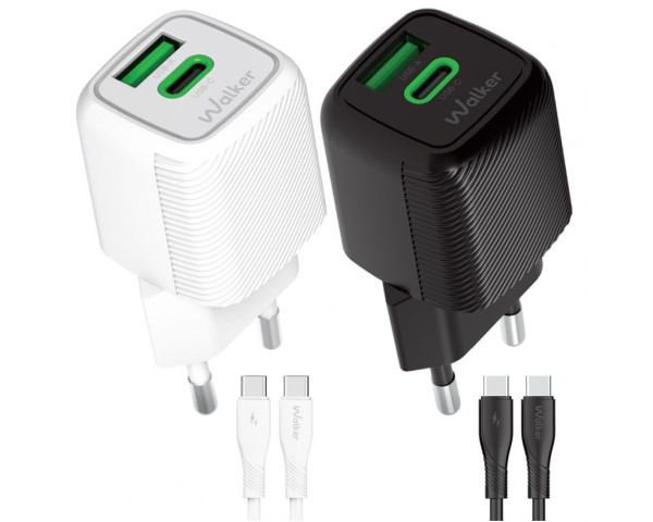 Мережевий зарядний пристрій (адаптер) 2в1 GAN 30W + Data Cable Type-C to Type-C white
