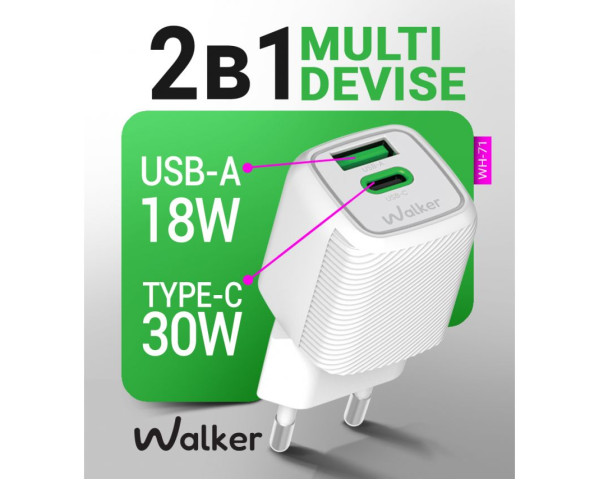 Мережевий зарядний пристрій (адаптер) 2в1 GAN 30W + Data Cable Type-C to Type-C white