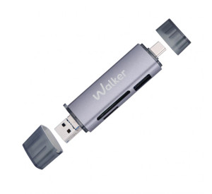 Кардрідер 6в1 WALKER WCD-83 (вихід USB/Micro, Type-C) grey