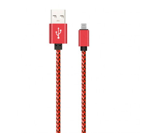 Кабель USB WALKER C520 Lightning red/black
