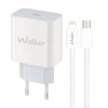 Мережевий зарядний пристрій (адаптер) 2в1 WALKER WH-39 PD / 3A / 20W + Data Cable Type-C to Lightning 20W white