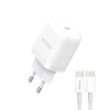 Мережевий зарядний пристрій (адаптер) 2в1 WALKER WH-63 PD_20W + Data Cable Type-C to Type-C white