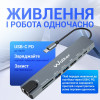 Перехідник USB-хаб WALKER WHUB-63 8в1 з роз'ємом Type-C grey