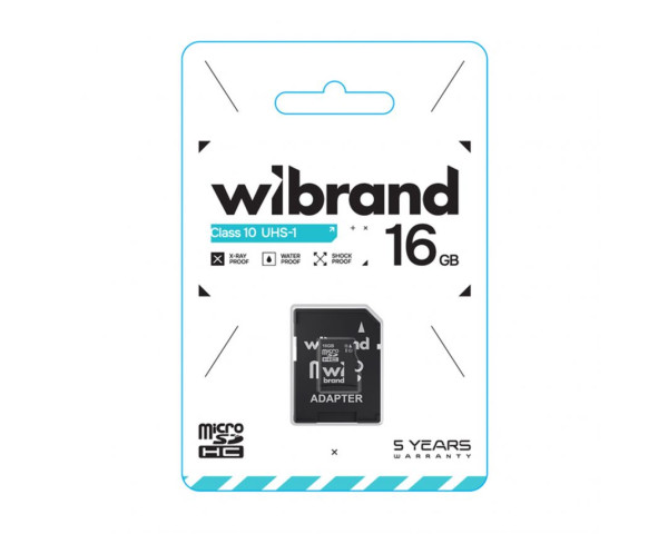 Карта пам'яті Wibrand MicroSDHC 16GB UHS-I Class 10 + SD-адаптер
