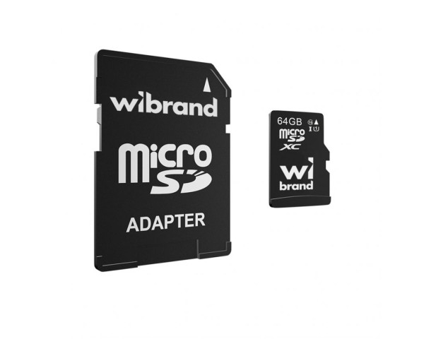 Карта пам'яті Wibrand MicroSDHC 64GB UHS-I Class 10 + SD-адаптер