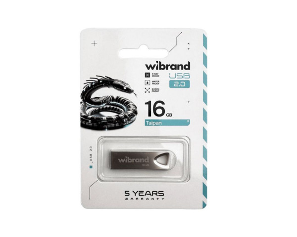 Флеш-пам'ять USB Wibrand Taipan 16GB USB 2.0 silver