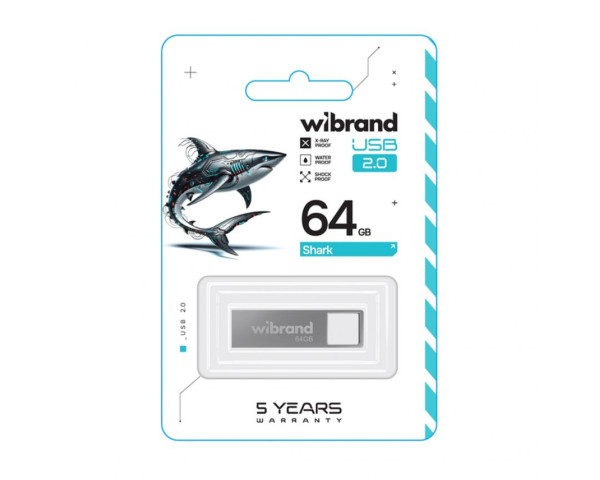 Флеш-пам'ять USB Wibrand Shark 64GB USB 2.0 silver