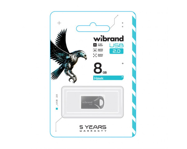 Флеш-пам'ять USB Wibrand Hawk 8GB USB 2.0 silver