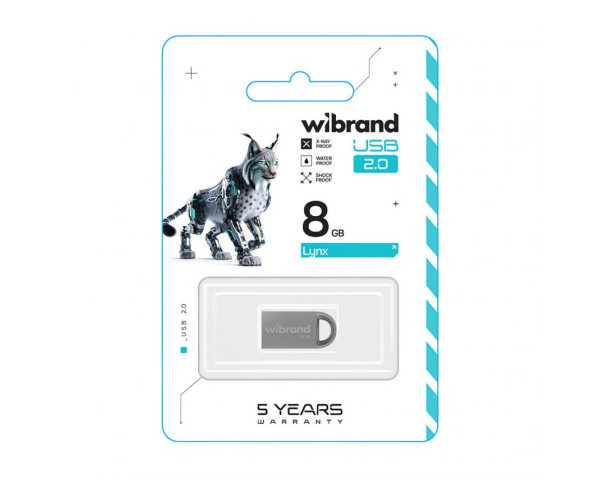 Флеш-пам'ять USB Wibrand Lynx 8GB USB 2.0 silver