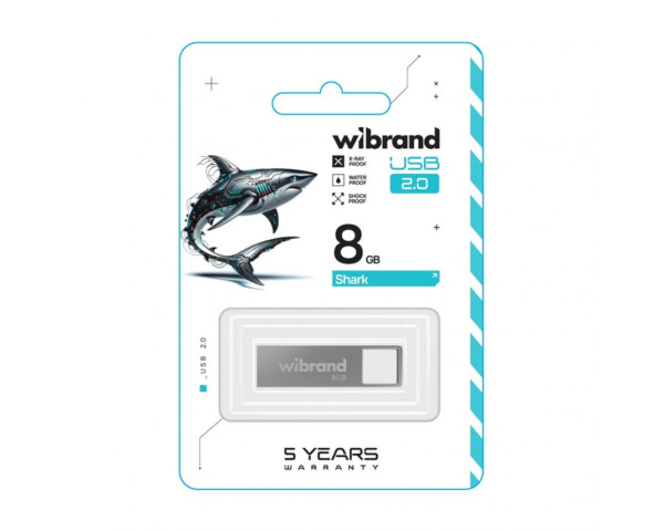 Флеш-пам'ять USB Wibrand Shark 8GB USB 2.0 silver