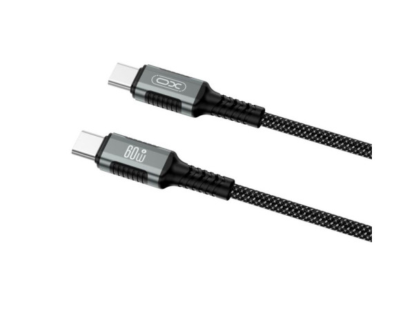 Кабель USB XO NB-Q267 60W Type-C to Type-C плетений на магнітах black