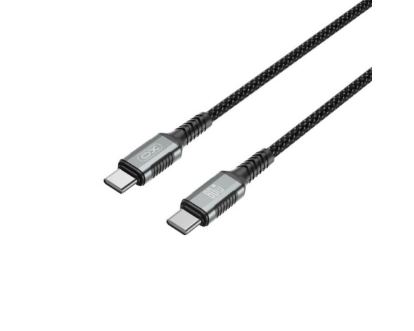 Кабель USB XO NB-Q267 60W Type-C to Type-C плетений на магнітах black