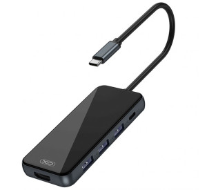 Перехідник USB-HUB XO HUB002 5в1 HDMI / 3USB / PD Fast Charger з Type-C роз'ємом