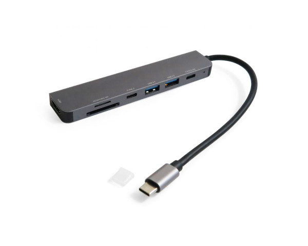 Переходник USB-хаб 7в1 с разъемом Type-C grey