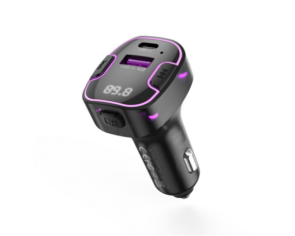 Автомобільний зарядний пристрій (адаптер) - FM-трансмітер XO BCC12 PD / USB / 3.1A black