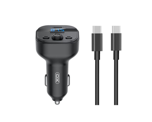 Автомобильное зарядное устройство (адаптер) - FM-трансмиттер 2в1 XO BCC18 PD15W + Data Cable Type-C to Type-C black
