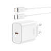 Мережевий зарядний пристрій (адаптер) 2в1 XO CE32 PD_20W + Data Cable Type-C to Lightning white