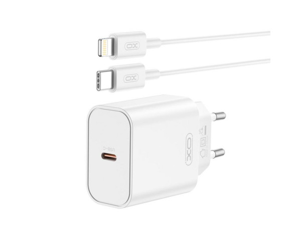 Мережевий зарядний пристрій (адаптер) 2в1 XO CE32 PD_20W + Data Cable Type-C to Lightning white
