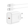 Мережевий зарядний пристрій (адаптер) 2в1 XO CE32 PD_20W + Data Cable Type-C to Type-C white