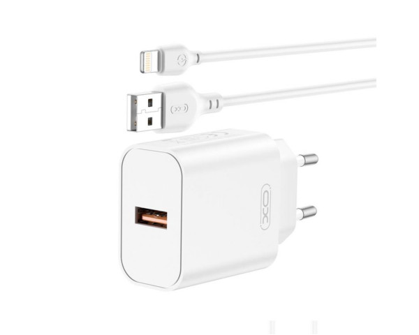 Сетевое зарядное устройство (адаптер) 2в1 XO CE33 QC_18W + USB to Lightning white