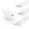 Сетевое зарядное устройство (адаптер) 2в1 XO L135 1USB / QC3.0 / 18W + Data Cable USB to Micro white