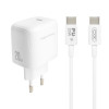 Мережевий зарядний пристрій (адаптер) 2в1 XO L136 PD_20W + Data Cable Type-C to Type-C white