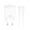 Мережевий зарядний пристрій (адаптер) 2в1 XO L141 PD_20W + Data Cable Type-C to Type-C white