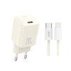 Мережевий зарядний пристрій (адаптер) 2в1 XO L146 PD_20W + Data Cable Type-C to Lightning beige
