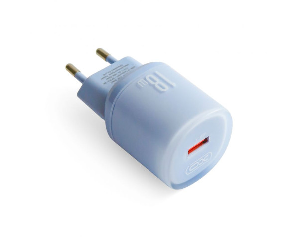 Мережевий зарядний пристрій (адаптер) 2в1 XO L157 1USB/QC3.0/18W + Data Cable USB to Lightning blue
