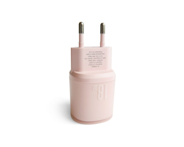 Мережевий зарядний пристрій (адаптер) 2в1 XO L157 1USB/QC3.0/18W + Data Cable USB to Lightning pink