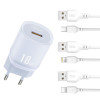 Мережевий зарядний пристрій (адаптер) 2в1 XO L157 1USB/QC3.0/18W + Data Cable USB to Type-C blue