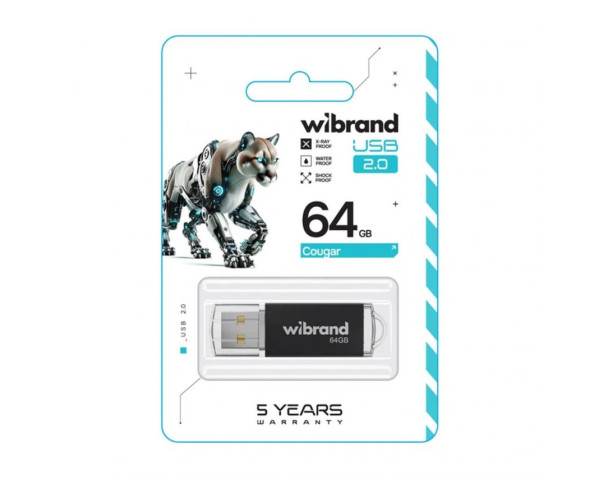 Флеш-пам'ять USB Wibrand Сougar 64GB USB 2.0 black