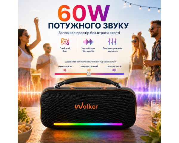 Портативна колонка WALKER WSP-750 60W