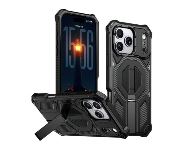 Чехол с MagSafe Armor Case для Apple iPhone 14 с подставкой black (01)