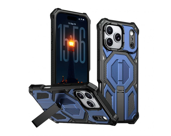 Чехол с MagSafe Armor Case для Apple iPhone 17 Pro с подставкой dark blue (02)