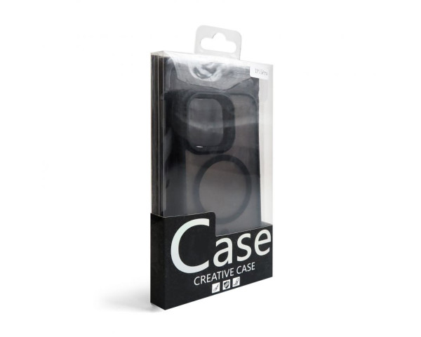 Чохол with MagSafe для iPhone 15 з металевими кнопками black matte