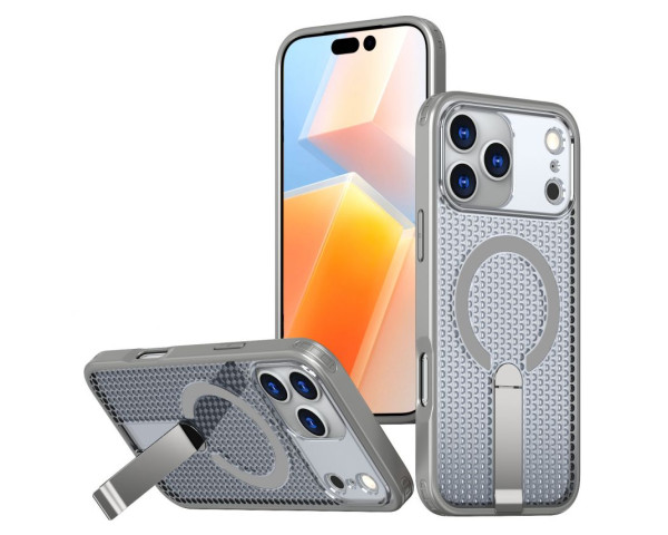 Чохол з MagSafe AeroCool для Apple iPhone 17 Pro з підставкою grey (04)