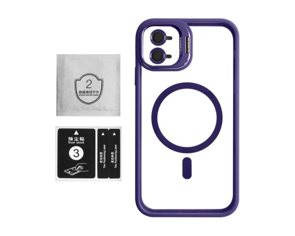 Чехол с функцией MagSafe для Apple iPhone 11 с подставкой и защитой для камер violet