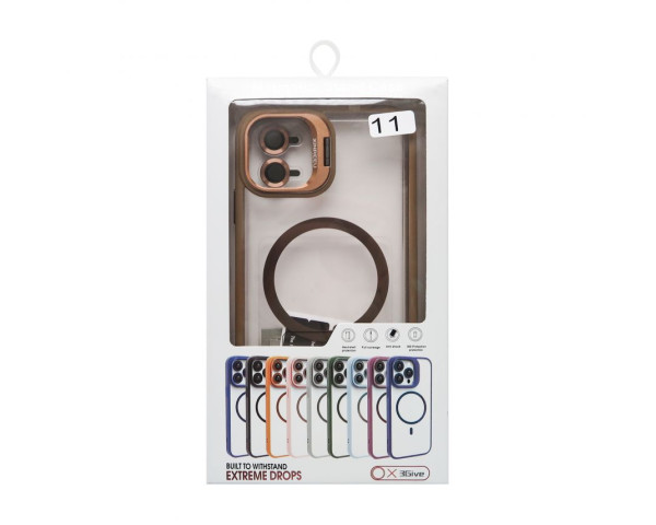 Чохол з функцією MagSafe для Apple iPhone 11 з підставкою та захистом для камер gold brown (9)