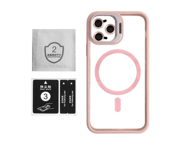 Чохол з функцією MagSafe для Apple iPhone 11 Pro з підставкою та захистом для камер pink (10)