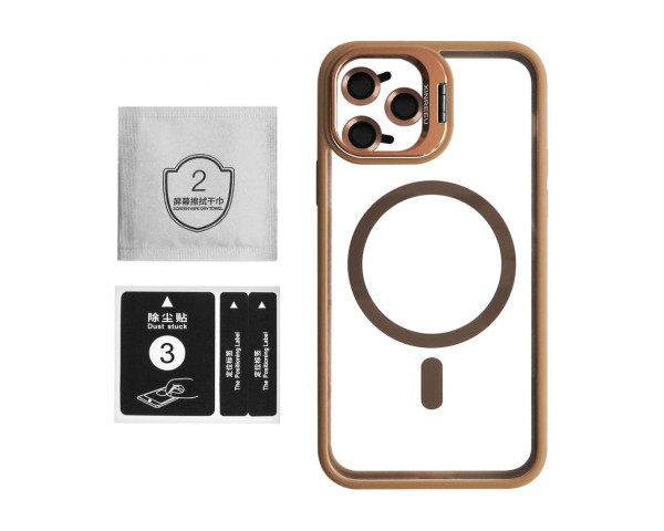 Чохол з функцією MagSafe для Apple iPhone 11 Pro Max з підставкою та захистом для камер gold brown (9)